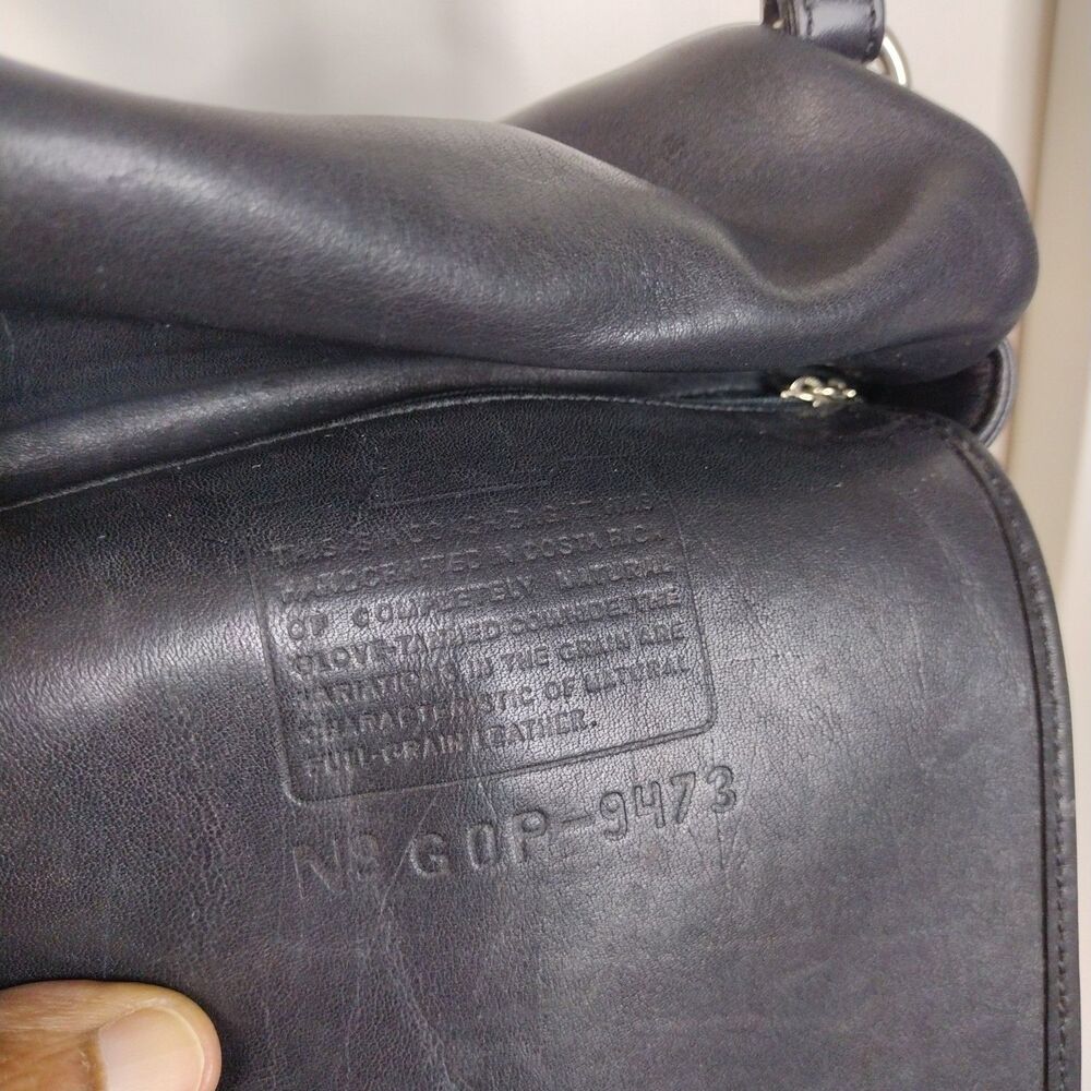 Vintage Coach Bag 9473 Chelsea Saddle Slim Flap Crossbody Black Very Soft - Picture 7 of 9